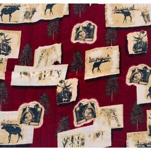 Flannel Fabric Red Wildlife Northwoods Beige Black Safari 1/2 Yard 45 Inch Wide